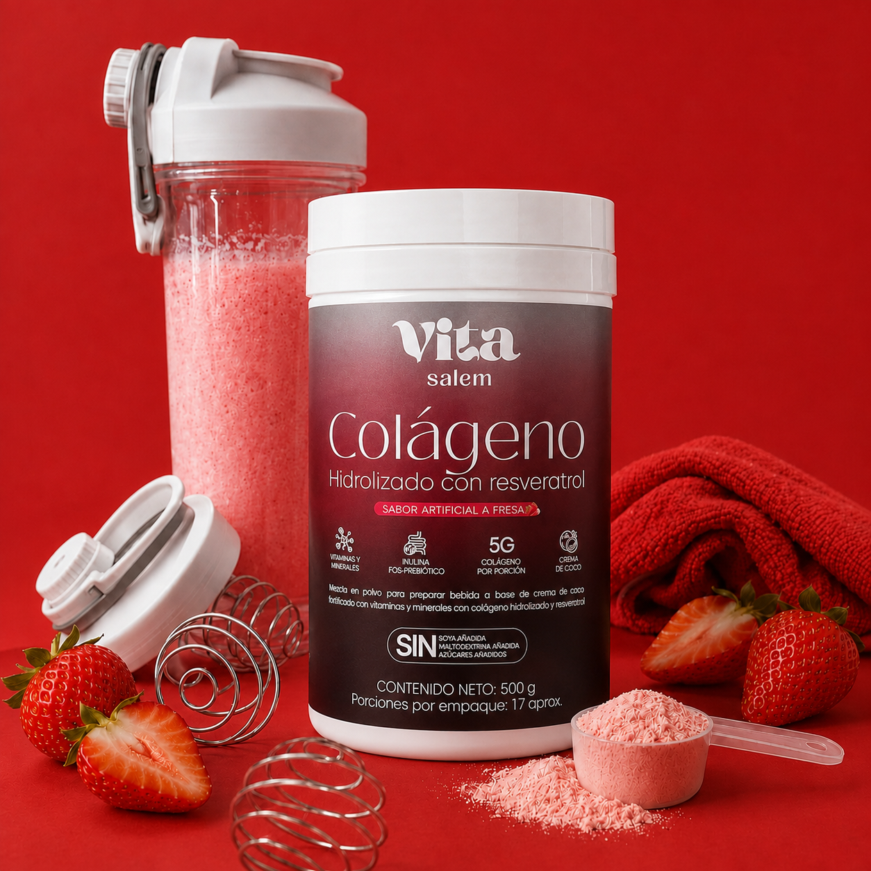 Colágeno con resveratrol sabor a fresa combo x 2