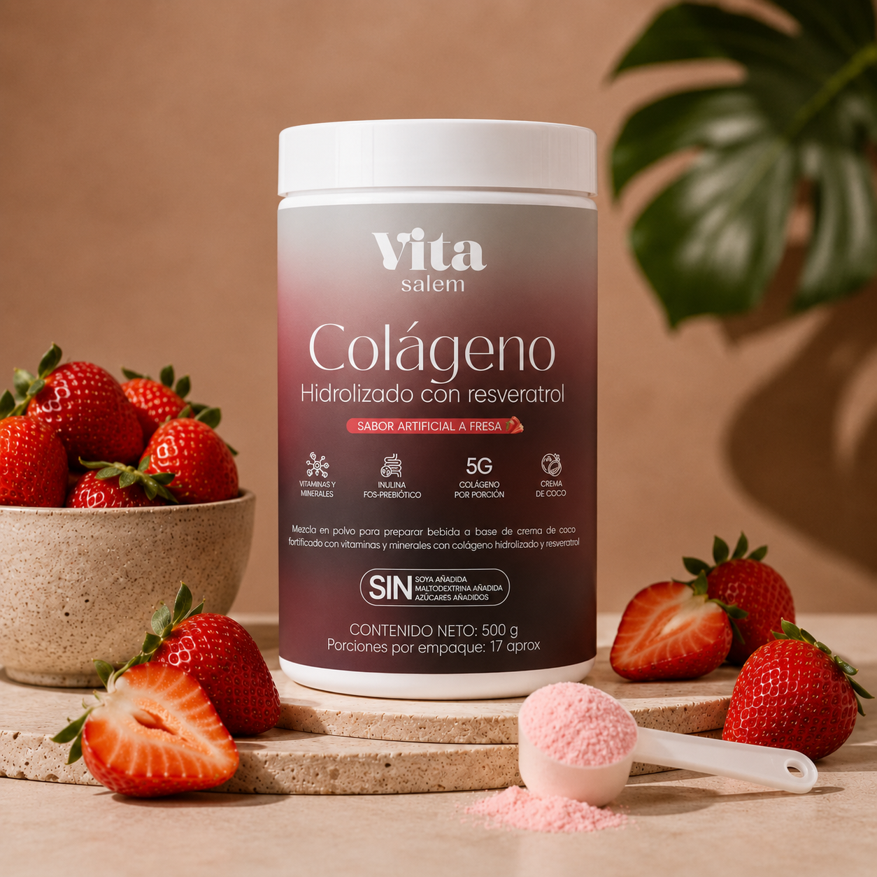 Colágeno con resveratrol sabor a fresa