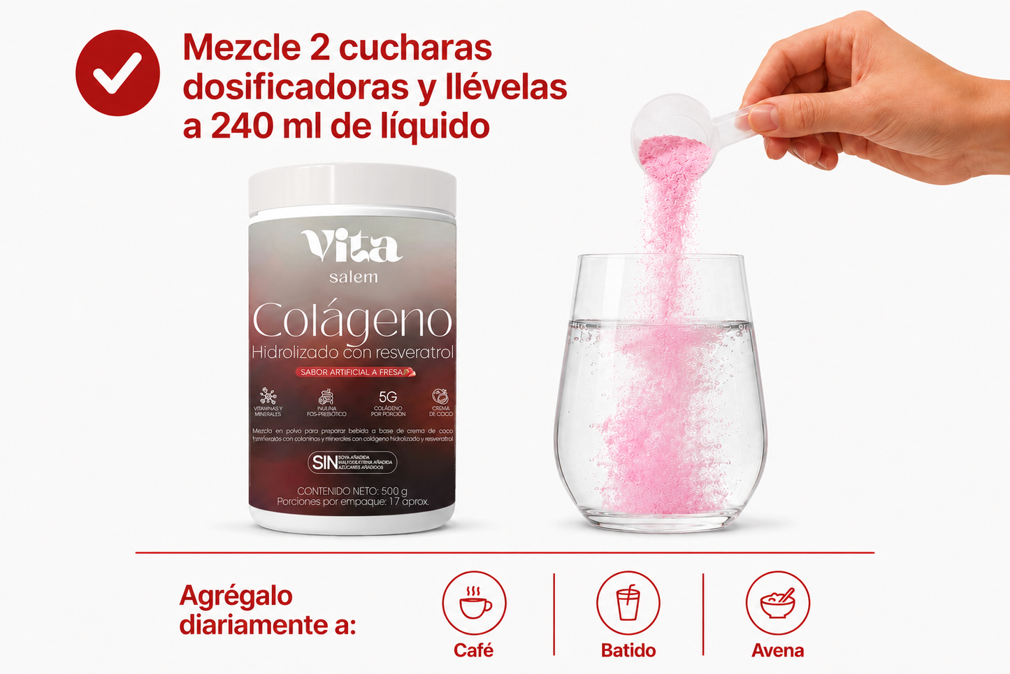 Colágeno con resveratrol sabor a fresa combo x 2