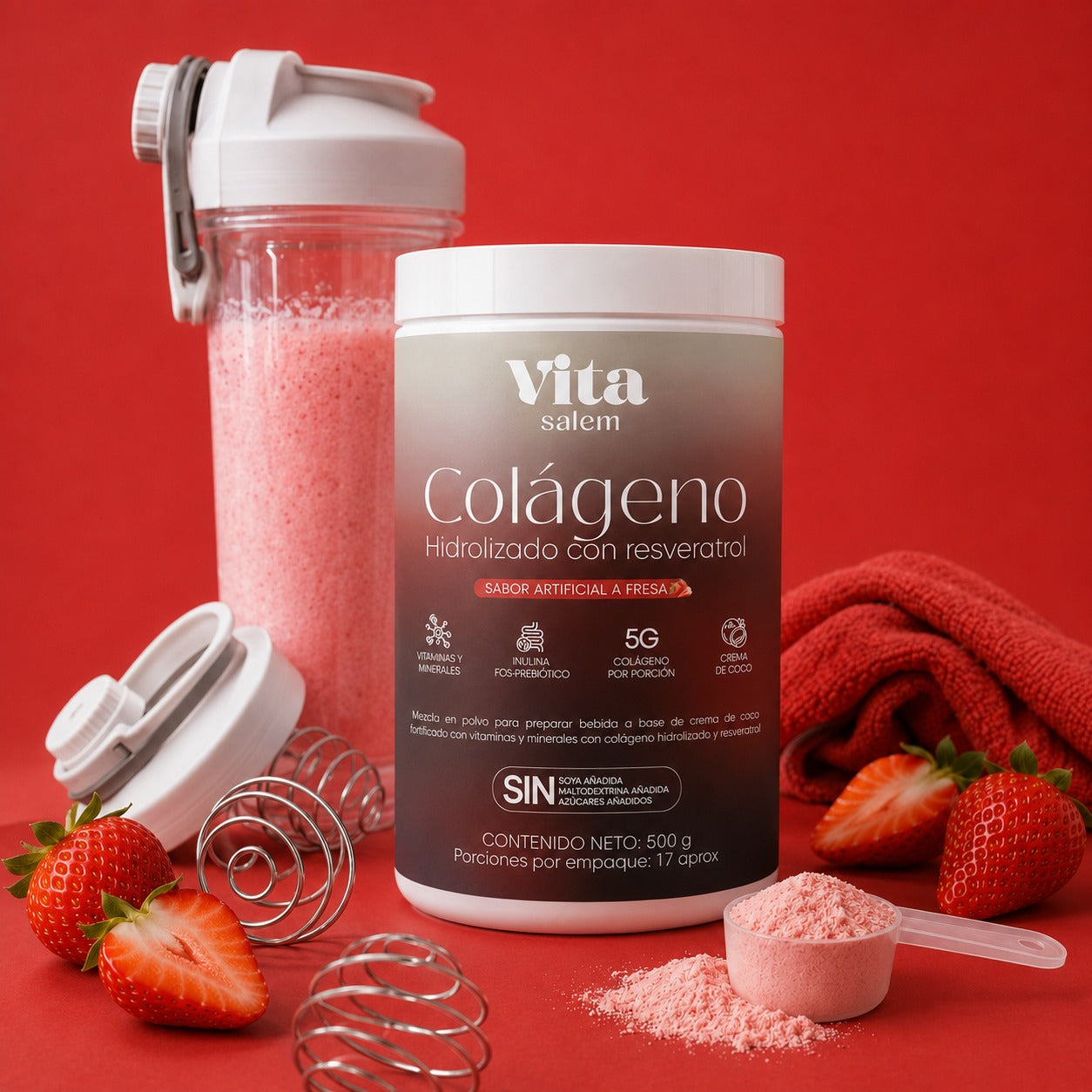 Colágeno con resveratrol sabor a fresa combo x 2