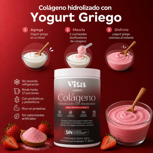 Colágeno con resveratrol  sabor a fresa combo x 3