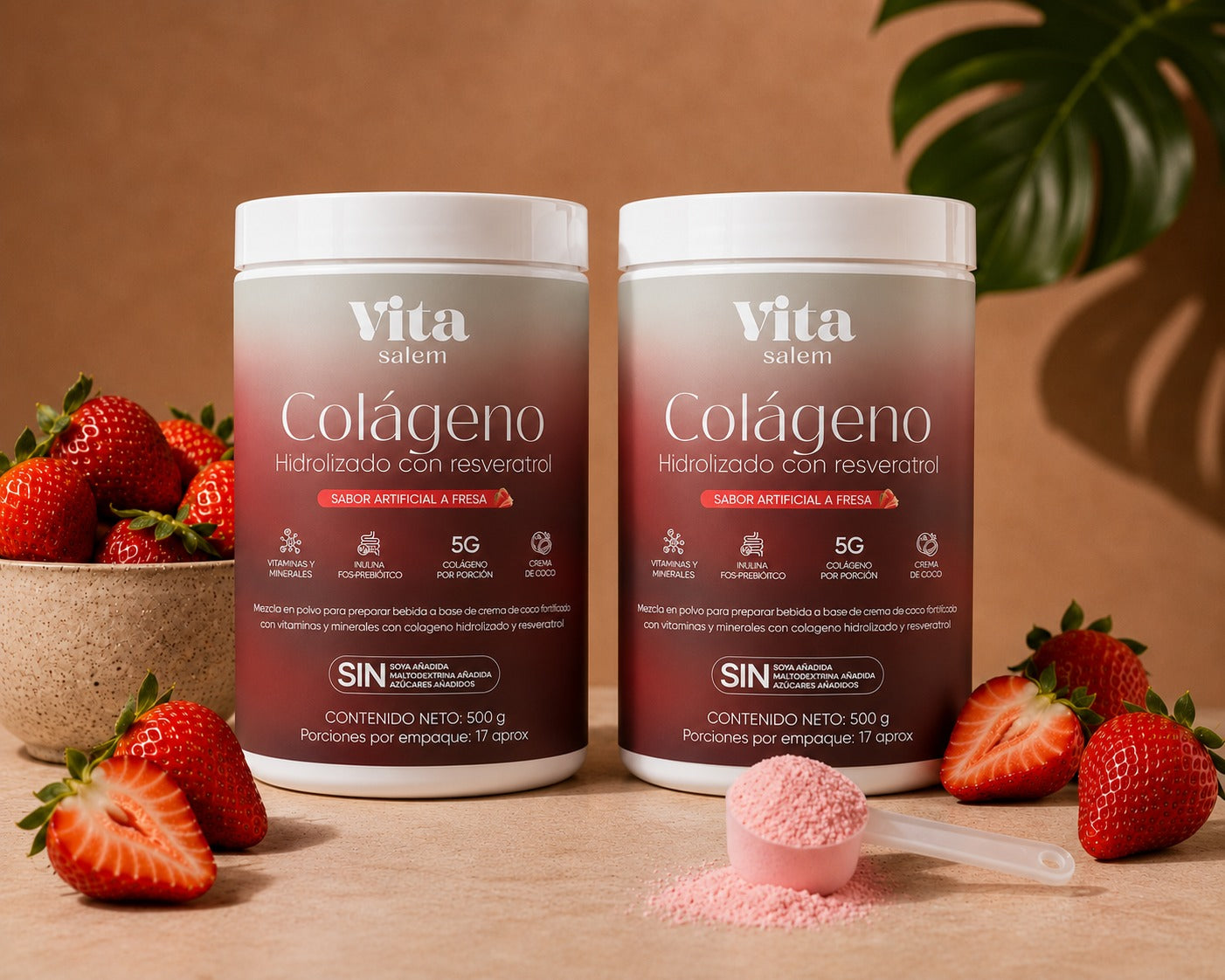 Colágeno con resveratrol sabor a fresa combo x 2