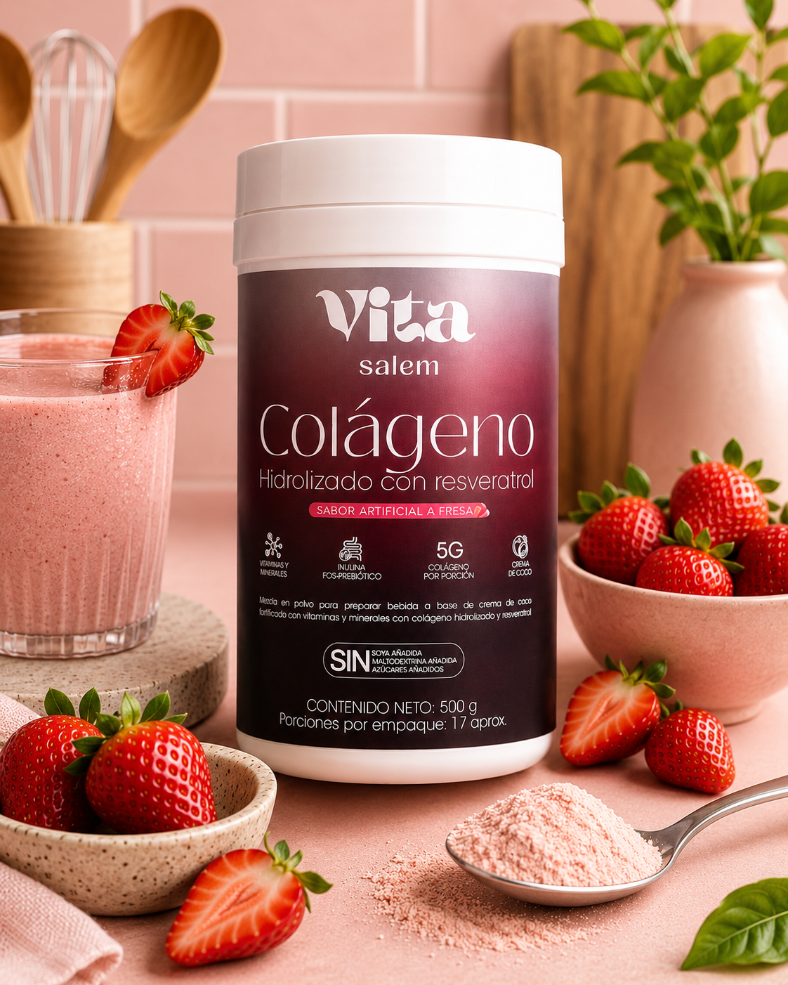 Colágeno con resveratrol sabor a fresa