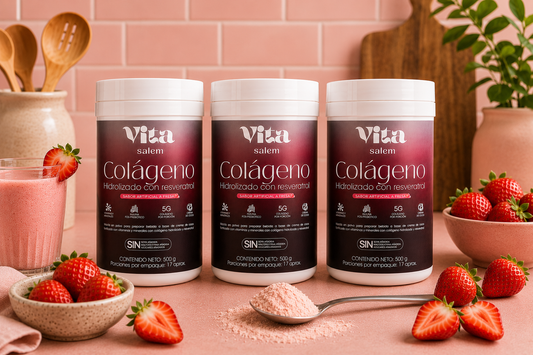 Colágeno con resveratrol  sabor a fresa combo x 3