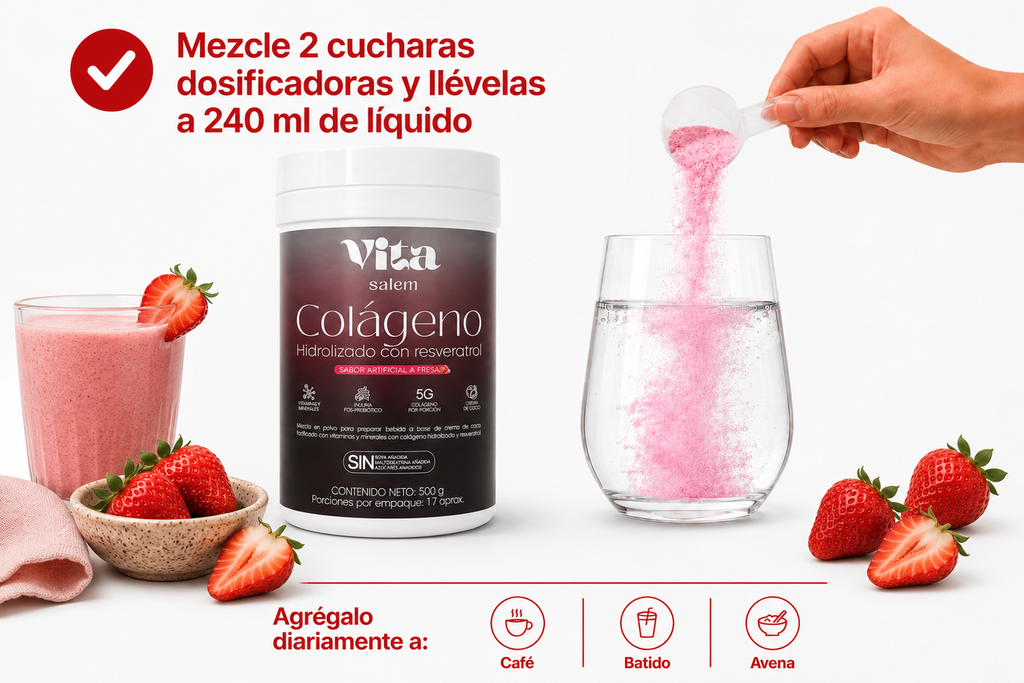 Colágeno con resveratrol sabor a fresa combo x 2