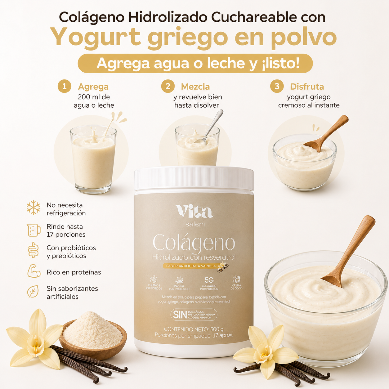 Colágeno con resveratrol sabor a vainilla