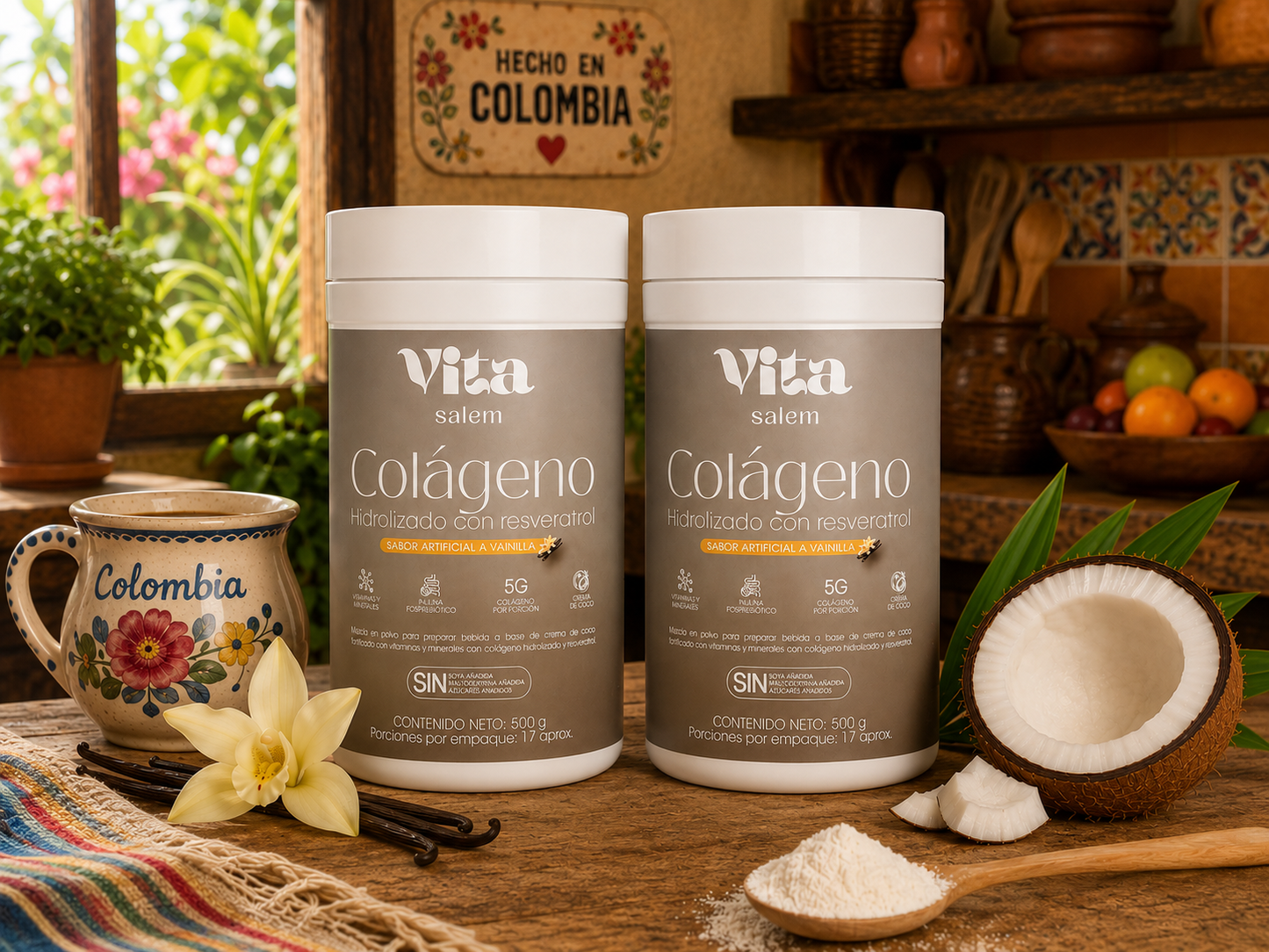 Colágeno con resveratrol sabor a vainilla combo x 2
