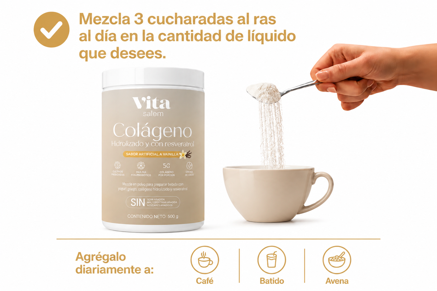 Colágeno con resveratrol sabor a vainilla